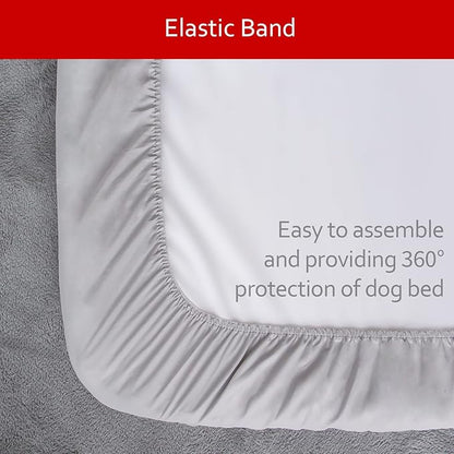 Waterproof Dog Bed Covers Replacement Washable Pet Hair Easy to Remove, Noiseless Quilted Puppy Pet Bed Cover Lovely Grey Star Print 15x20 Inches, for Dog/Cat, Cover Only