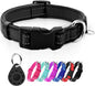 azuza Reflective Dog Collar with Airtag Holder, Soft Neoprene Padded Pet Collar with ID Tag Ring, Adjustable for Puppy and Small Dogs,Black,XS
