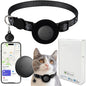GPS Tracker for Cats, Mini GPS Pet Tracker with Collar, IPX8 Waterproof Cat Trackers Collar,No Monthly Fee,Work with Apple Find My(iOS Only),Smart Trackers for Pets-Black-2
