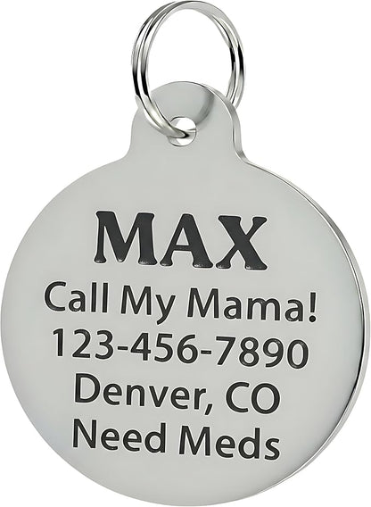 Bad Tags Personalized Dog and Cat ID Tags in 25+ Designs and 2 Sizes - 5 Lines of Custom Engraved Text - Funny Cute Personalized Pet Tags (Don't Touch Me Peasant, Small (1 inch))