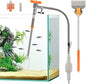 AQQA Aquarium Siphon Vacuum Cleaner Kit with 3 Replaceable Heads, Extra 2-in-1 Algae Scraper Cleaning Brush, Manually Siphon Ball Water Changer, Extendable Length to 38.2In for Fish Tank Cleaning (M)