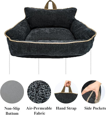 Orthopedic Dog Bed with Memory Foam, Washable Plush Pet Bed for Small, Medium & Large Dogs, Cozy Bolster Crate Dog Bed for Joint Support & Comfort.(Black)