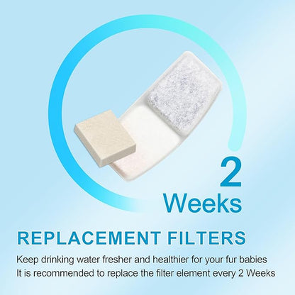 Cat Water Fountain Filters, 6 Pack Replacement Filters for Pet, Pre-Filter Sponges Set for Stainless Steel 67oz, 88oz, 95oz, 135oz Automatic Dog Pet Fountain Water Dispenser