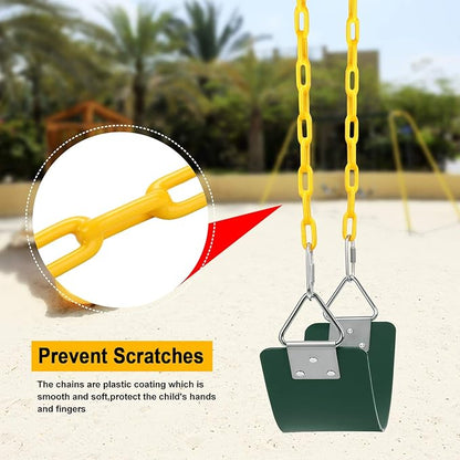 AGPTEK Swing Set, Seat with 66 Inch Anti-Rust Chains Thermoplastic Coated, Support 250lb, Cushion Accessories Replacement with Snap Hooks for Outdoors, Playground, Jungle & Gym - Green