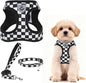 PUPTECK Adjustable Dog Harness Collar and Leash Set Step in No Pull Pet Harness for Small Medium Dogs Puppy and Cats Outdoor Walking Running, Checkered Black&White S