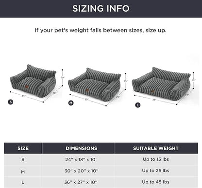 Bedsure ComfyFleece Cat Couch for Pets - Fluffy Cat Sofa with Premium Soft Corduroy Fleece, Fuzzy Pet Couch Bed with Removable Washable Cover, Supportive Pet Chair for Indoor Cats, 24inch, Warm Grey