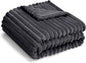 Soft Fleece Baby Blanket Ultra Cozy Grey Baby Blankets for Boys Warm and Lightweight Infant Toddler Newborn Receiving Gift with Reversible Stripes for Crib Stroller, 30x40 Inch, Dark Grey