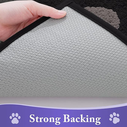Buganda Dog Door Mat for Muddy Paws, Absorbent Dirt Trapper Non Slip Indoor Doormats, Washable Low-Profile Mat for Mud Dogs, Entryway Carpet for Inside Floor (30x20 Inches, Black and Grey)