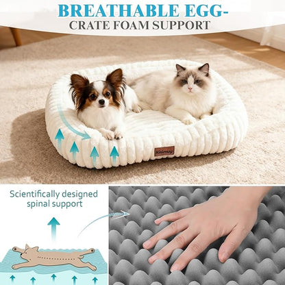 Dog Bed for Large Dogs – Comfort-Sided Calming Pet Bed with Breathable Memory Foam, Washable Removable Cover, Non-Slip Bottom & Carry Handle, Rectangle Pet Cuddler, 35"x27"x5.5", Grey