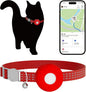 Cat GPS Tracker for Cats, Waterproof Pet GPS Tracker,Compatible with Apple Find My App (Only iOS), No Monthly Fee, Red