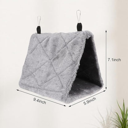 Wontee Bird Nest House Warm Bird Bed Hanging Hammock Snuggle Hut for Budgies Parakeets Caique Senegal Quaker Parrots Cockatiels Conures (Grey)