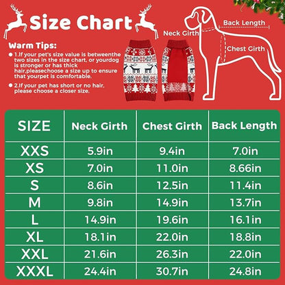 Dog Christmas Sweater, Soft Warm Pet Clothes Coat for Small Medium Large Dogs and Cats Boy Girl, Fall Cozy Holiday Turtleneck Knitting Collar Pullover Pup Outfit Costume for Thanksgiving New Year