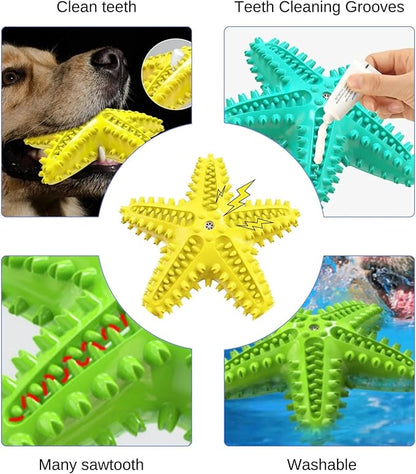 Chew Toy for Dog Toothbrush Stick Dog Toys for Aggressive Chewers Interactive Toys Treats Tough Toy to Keep Them Busy Chew Toys for Small Dogs (Star Toy - Yellow)