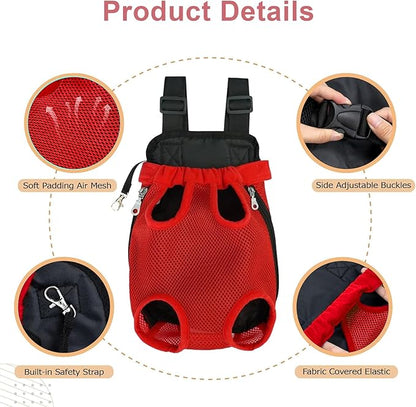 Dog Carrier Backpack, Adjustable Puppy Front Carrier Backpack, Ventilated Dog Chest Carrier for Hiking Camping Travel, Sling Bag for Small Medium Dog Cat Rabbit Puppies, Suit 9-13 lbs (Black, L)