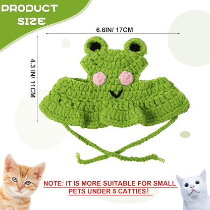 Charming Cat Hat Small Cartoon Themed Knit Cute Cats Bonnet Soft Festive Cats Costumes Halloween Christmas Holiday Party Clothes Head Wear Accessories for Puppy Cat Kitten Dogs Pets Animals (Green)