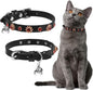 EXPAWLORER Cat Collar for Girl Boy- Adjustable Leather Pet Collar with Safety Elastic Belt,Personalized Punk Accessories Buckle Collars with Bell & Durable D-Ring,Red Diamond Sunflower