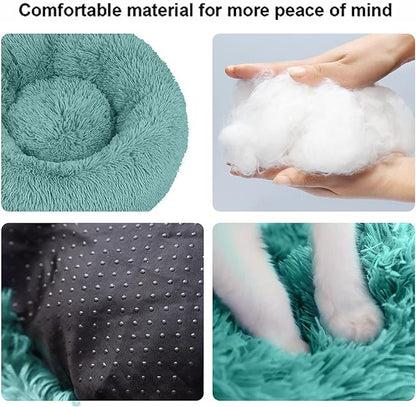 Nisrada Dog Bed for Small Medium Large Dogs, 24 inch Calming Dogs Bed, Washable-Round Cozy Soft Pet Bed for Puppy and Kitten with Slip-Resistant Bottom