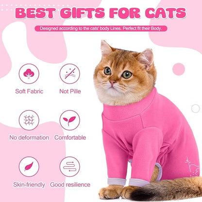 Cat Pajamas for Cats Only, Sticky Hair Cat Clothes, Sphynx Hairless Cats Sweater, Recovery Suit After Surgery, Prevent Lost Hair Kitten Onesie Shirts Costumes Outfits for Pet