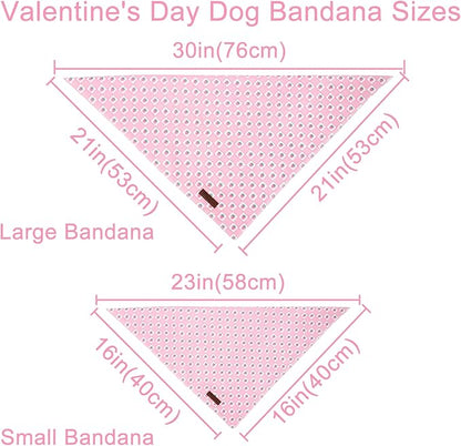 Spring Dog Bandana, UP URARA PUP Strawberry Triangle Bid Scarf for Medium Large Dogs, Cotton Kerchief for Girl Boy Puppies, Cute Spring Pink and White Bandana,L