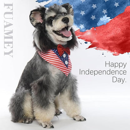 FUAMEY Dog Tuxedo American Flag for Large Dogs,Dog Formal Suit Dogs Attire Pet Bow Tie Puppy Party Costumes Cat Tux Outfits Pets Bandana Cosplay Adjustable Bowties 4th of July Independence Day XL