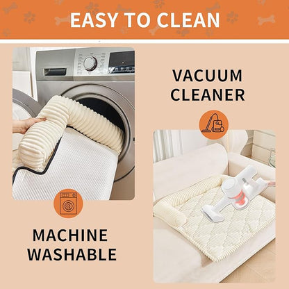 HAOMAIJIA Dog Couch Bed for Medium Dogs, Non Slip Pet Couch Covers for Sofa Thick Soft Washable Dog Couch Cover Protector All Seasons Universal Dogs and Cats Bed Mat (Off White, Medium)