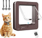 Smart Cat Door with 3 Collar Sensor, RFID Cat Door Collar Activated with Remote Control, 4 Way Locking Cat Flap Automatic Pet Door (Brown)
