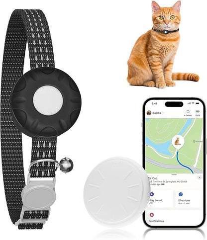 Cat Tracker, GPS Tracker Compatible with Apple Find My App(Only iOS), Waterproof Cat Tracker Collar with Safety Elastic Buckle, No Monthly Fee Pet Tracker, Works with Any Collar