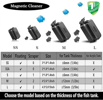 Carefree Fish Aquarium Super Strong Magnetic Cleaner for Glass Fish Tank Magnet Brush Algae Scrapers Floating