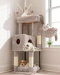 Heybly Cat Tree, 45.3-Inch Cat Tower for Indoor Cats with Large Perch, All-in-One Cat Furniture with Cozy Bed, Hidden Space Cat Condo, Comfy Hammock, Scratching Posts & 3 Pompoms, Muchroom HCT202SMU