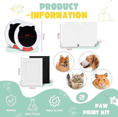 Nabance Inkless Paw Print Kit for Dogs, Cats with 3-Pcs Owl Ink Pad & 2 Paper Frame, Clean Touch Dog Nose & Baby Handprint Kit, Pet Paw Print Impression Kit, Keepsake Gifts for Pet Lovers, New Moms
