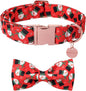 Christmas Dog Collar with Bow Tie, Christmas Collar for Puppy Girl Boy Dog or Cat, Bowtie Dogs Collars with Durable Metal Buckle, Cute Pet Collars, XS