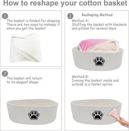Dog Toy Box Woven Basket,Dog Toys Basket,Dogs Organization and Storage,for Puppy Leash, Blanket Food, Accessories Pet and Household Storing