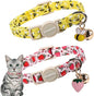 2 Pack Bee Cat Collars Breakaway with Bell, DOGWONG Safety Buckle Cute Strawberry Cat Collar for Girl Boy Cats，Adjustable 7-12 Inch