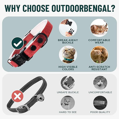 OutdoorBengal Orange Breakaway Kitten Collar - Ultra Safe Quick Release Cat Collar for Kittens Under 6 Months – Soft-Padded, Lightweight, Adjustable, Thin and Comfortable, No Bell (Orange, Kitten)