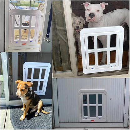 NAMSAN Dog Screen Door, Passage Size 12 x 16 inches, Dog Door for Screen Door, Large Pet Door for Sliding Door, Magnetic Automatic Closing, Self-Assembly, Lockable, White ﻿