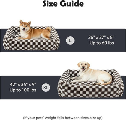 JOEJOY Dog Bed Medium Size Dog, Rectangle Washable Orthopedic Corduroy Fleece Pet Bed with Removable Zipper Cover, Cute Soft Calming Puppy Bed with Non Skid Bottom