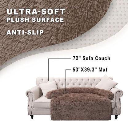 Tinaco Calming Dogs/Cats Bed Mats, Dog Pad Washable Removable Couch Cover, Plush Long Fur Mat for Pets, Waterproof Lining, Perfect for Small, Medium and Large Dogs and Cats (Desert Brown, 53"x39")