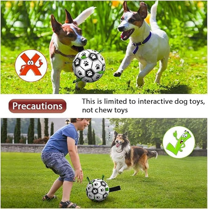 Ropes Soccer Balls Toy - Interactive Dog Toys for Tug of War, Puppy Birthday Gifts, Water Toy, Durable Balls World Cup for Large Dogs (9 Inch)