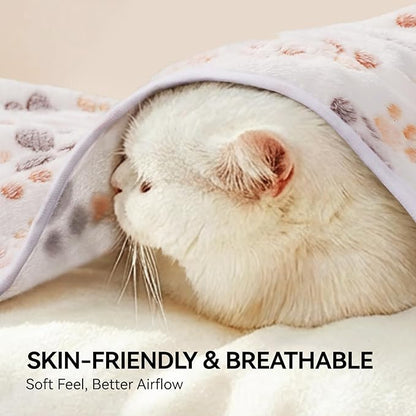 LINENLUX 1 Pack 3 Blankets Super Soft Fluffy Premium Fleece Dog Blankets for Puppy Cat Pet Blanket Flannel Throw Warm Sleep Dog Paw 31x20 inches