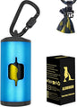 Metal Dog Poop Bag Holder w/Leash Clip|Durable Scratch-Resistant Aluminum|15 Bags+3 Accessories(Blue)
