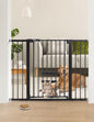 Babelio 36 Inch Extra Tall Baby Gate with Cat Door, 29-48" Auto Close Pet Door for Stairs, Doorways and House, with Wall Cups, Black