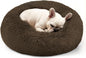 Dogs Bed for Small Dogs, Anti-Anxiety Washable Round Bed (Coffee, 24.0" L x 24.0" W x 8.0" Th)