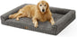 Cute Dog Bed for Extra Large Dogs, Faux Rabbit Fur Orthopedic Foam Dog Bed with Sides, Removable Washable Cover & Waterproof Lining, Comfortable Pet Couch, Grey (48" L x 35" W x 7.5" Th)