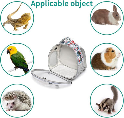 Portable Travel pet Backpack Carrier Hamster Bag Guinea Pig Bird Small Dog cat Turtle Carrier Rabbit Cage Squirrel Bearded Dragon Breathable Hangbag (Hua)