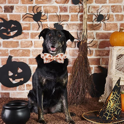 Dog Collar - Thanksgiving Turkey Pet Collar Bowtie Gift Puppy Cute Bow Collar Adjustable Metal Buckle Soft Cute Collars for X-Small Dogs