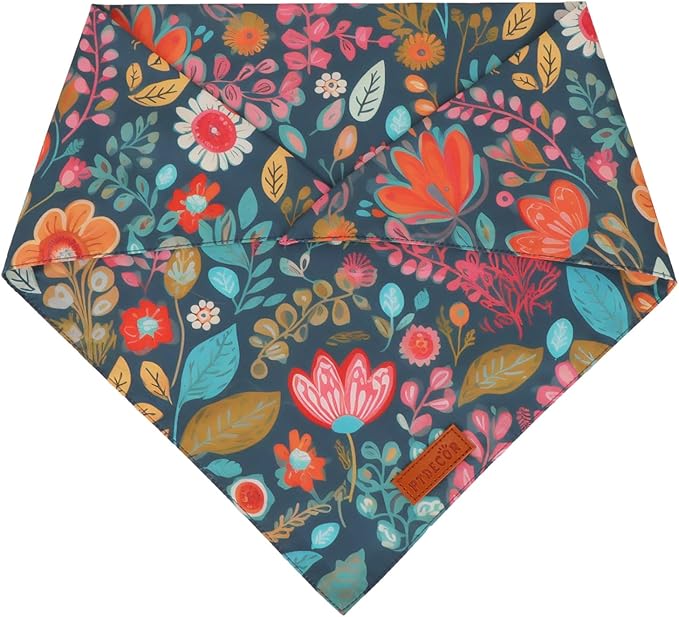 PTDECOR Flower Dog Bandana,2 Pcs Floral Reversible Dog Scarf, Multi Size, Triangle Pet Bandanas for Small Dogs (Flower, Small)