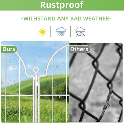 30 Pack White Decorative Garden Fence, 17in x33ft Garden Fencing Animal Barrier for Dogs, Rustproof Metal Fence Panels with Ground Stake, Arched Flower Bed Edging Borders for Yard & Patio
