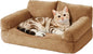 Cat Beds for Indoor Cats, Cat Couch Bed, Cute Cats Sofas for Pets, Small Dog Sofas & Chairs with Removable Washable Cover, Plush Soft Pet Furniture for 10lbs Small Dogs & Cats(Brown)