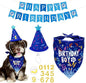 Dog Birthday Party Decorations, Adjustable Dog Bandana Set with Hat, Numbers, Banner for Pet Party Supplies Festive Accessories Large Medium Small Pet Puppy Dogs, Blue
