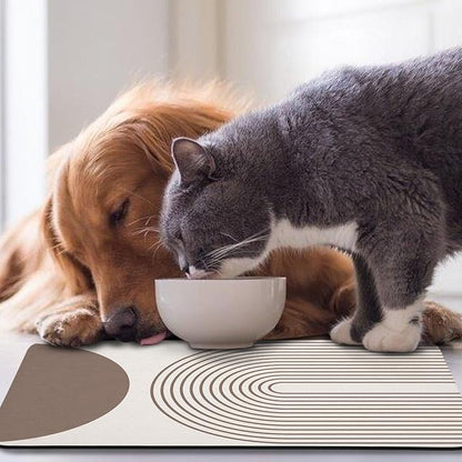 Dog Food Mats for Floors Waterproof, Cat Water Bowl Mats Pet Feeding Absorbent Mat Placemats for Food and Water Brown Bohemia 12 * 20 inch